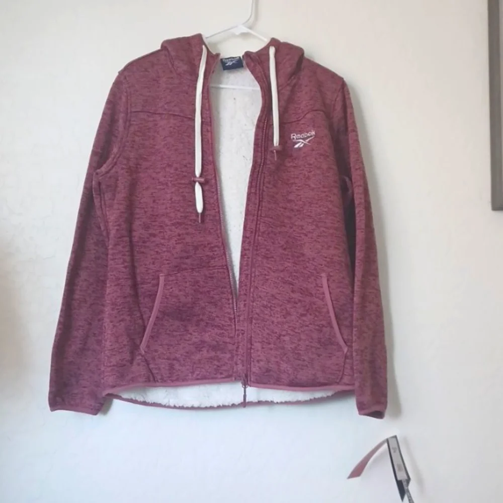 NWT Reebok Faux Fur Fleece Dusty Rose Womans Jacket Size Medium Full Zip Up - Picture 5 of 10